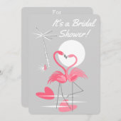 Invitation Flamant rose Love Fête des mariées verticale (Devant / Derrière)