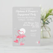 Invitation Flamant rose Love Multi back Fiançailles invitatio (Debout devant)