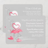 Invitation Flamant rose Love paysage texte double face (Devant / Derrière)