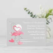 Invitation Flamant rose Love paysage texte double face (Debout devant)