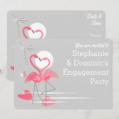 Invitation Flamant rose Love 'You are invite' Fiançailles arr (Devant / Derrière)