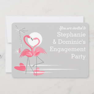Invitation Flamant rose Love 'You are invite' Fiançailles arr