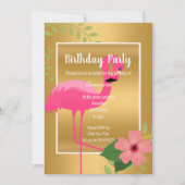 INVITATION FLAMANT ROSE LUMINEUX HIBISCUS NOIR OR BLANC (Devant)