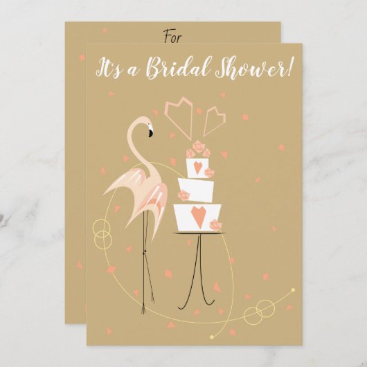 Invitation Flamant rose Mariage Fête des mariées portrait Inv (Devant / Derrière)