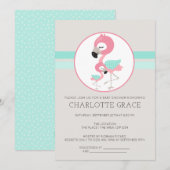 Invitation Flamant rose mignon Baby shower personnalisé (Devant / Derrière)