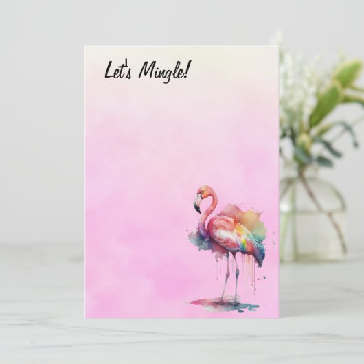 Invitation Flamant rose Mingle Blank (Debout devant)