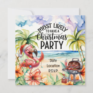 Invitation Flamant rose Noël à la fête de juillet