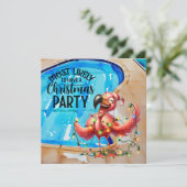 Invitation Flamant rose Noël à la fête de juillet (Debout devant)