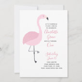 Invitation Flamant rose noir blanc rose 1er anniversaire (Devant)