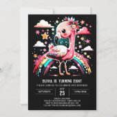 Invitation Flamant rose numérique Chic Anniversaire (Devant)