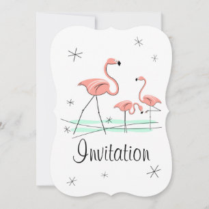 Invitation Flamant rose Ocean Trio 2 équerre d'invitation ver