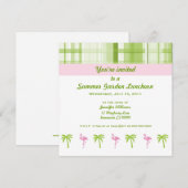 Invitation Flamant rose & Palm Garden Party (Devant / Derrière)