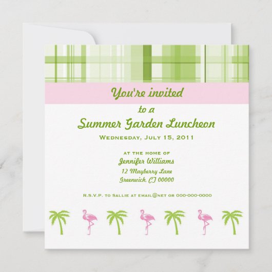 Invitation Flamant rose & Palm Garden Party (Devant)