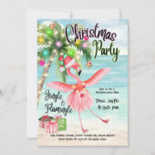 Invitation Flamant rose Palm Tree Plage tropicale Noël (Devant)