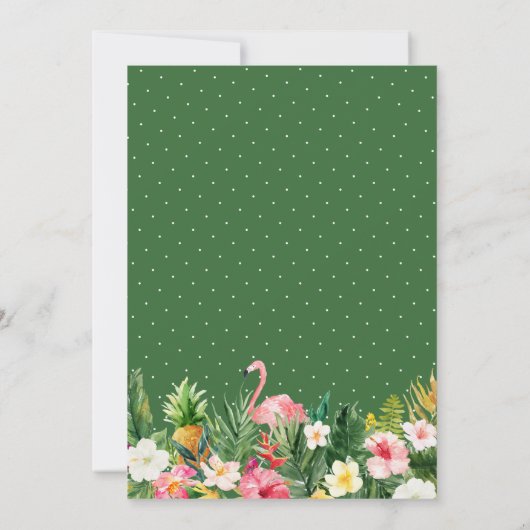 Invitation Flamant rose Palm Tropical Feuille Fête des mariée (Dos)