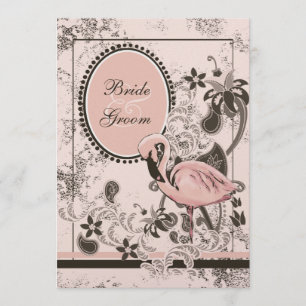 Invitation Flamant rose Paradise Beach Wedding