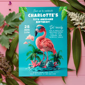 Invitation Flamant rose Paradise Tropical Celebration Bash