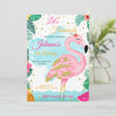 Invitation Flamant rose Parties scintillant rose aquarelle In (Debout devant)