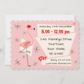 Invitation Flamant rose Père Noël Pink à échelle horizontale (Dos)