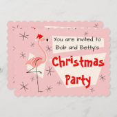 Invitation Flamant rose Père Noël Pink à échelle horizontale (Devant / Derrière)