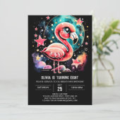 Invitation Flamant rose personnalisé Anniversaire moderne (Debout devant)