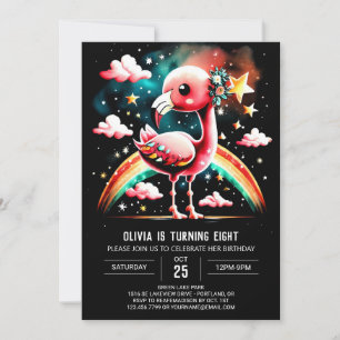 Invitation Flamant rose personnalisé Élégant anniversaire