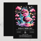 Invitation Flamant rose personnalisé élégant Anniversaire (Devant / Derrière)