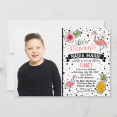 Invitation Flamant rose Pinapple Doodle Anniversaire Photo In (Devant)