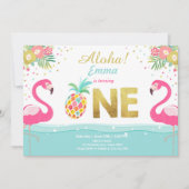 Invitation Flamant rose Pineappel Luau (Devant)