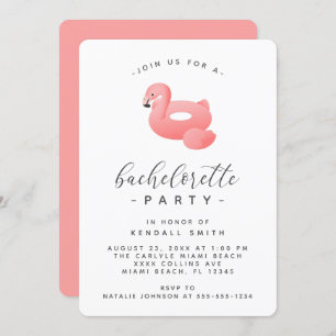 Invitation Flamant rose Pool Float Minimal Bachelorette Party