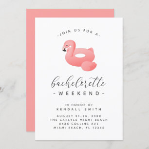 Invitation Flamant rose Pool Float Minimal Bachelorette Week-