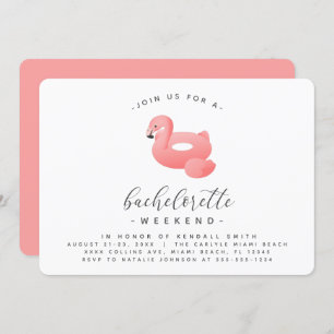Invitation Flamant rose Pool Float Minimal Bachelorette Week-