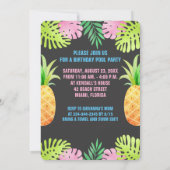 Invitation Flamant rose Pool Party Tropical Anniversaire Invi (Dos)