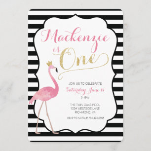 Invitation Flamant rose Premier anniversaire