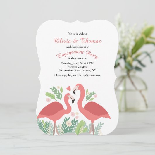 Invitation Flamant rose rose (Debout devant)