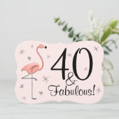 Invitation Flamant rose rose '40 et fabuleux' (Debout devant)