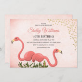 Invitation Flamant rose rose 40e anniversaire (Devant / Derrière)