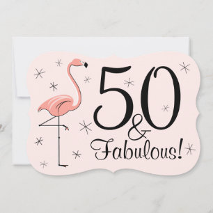 Invitation Flamant rose rose '50 et fabuleux' support d'invit