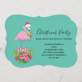 Invitation Flamant rose rose à Santa Hat Noël Whimsical (Devant / Derrière)