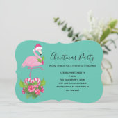 Invitation Flamant rose rose à Santa Hat Noël Whimsical (Debout devant)