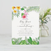 Invitation Flamant rose rose Baby shower de fille d'aquarelle (Debout devant)