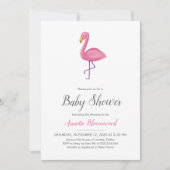 Invitation Flamant rose rose Baby shower moderne (Devant)
