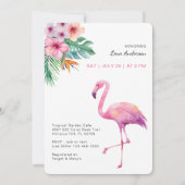 Invitation Flamant rose rose Baby shower Thème tropical (Dos)