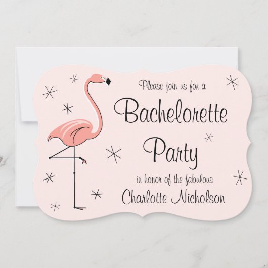 Invitation Flamant rose rose "Bachelorette Party" (Devant)