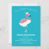 Invitation Flamant rose rose Bleu Animal Graduation (Devant)