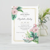 Invitation Flamant rose rose botanique Cadre floral Brunch nu (Debout devant)