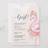 Invitation Flamant rose rose C'est une fille Baby shower Invi (Devant)