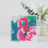 Invitation Flamant rose rose chaud (Debout devant)