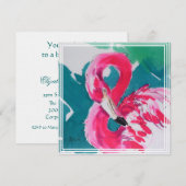 Invitation Flamant rose rose chaud (Devant / Derrière)