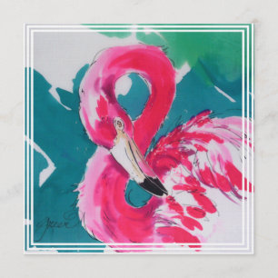 Invitation Flamant rose rose chaud